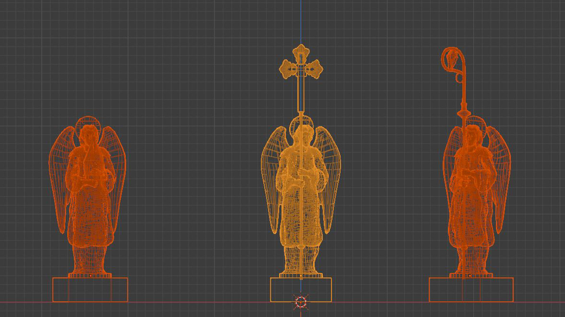 Angels Statues Low-poly 3D model_5
