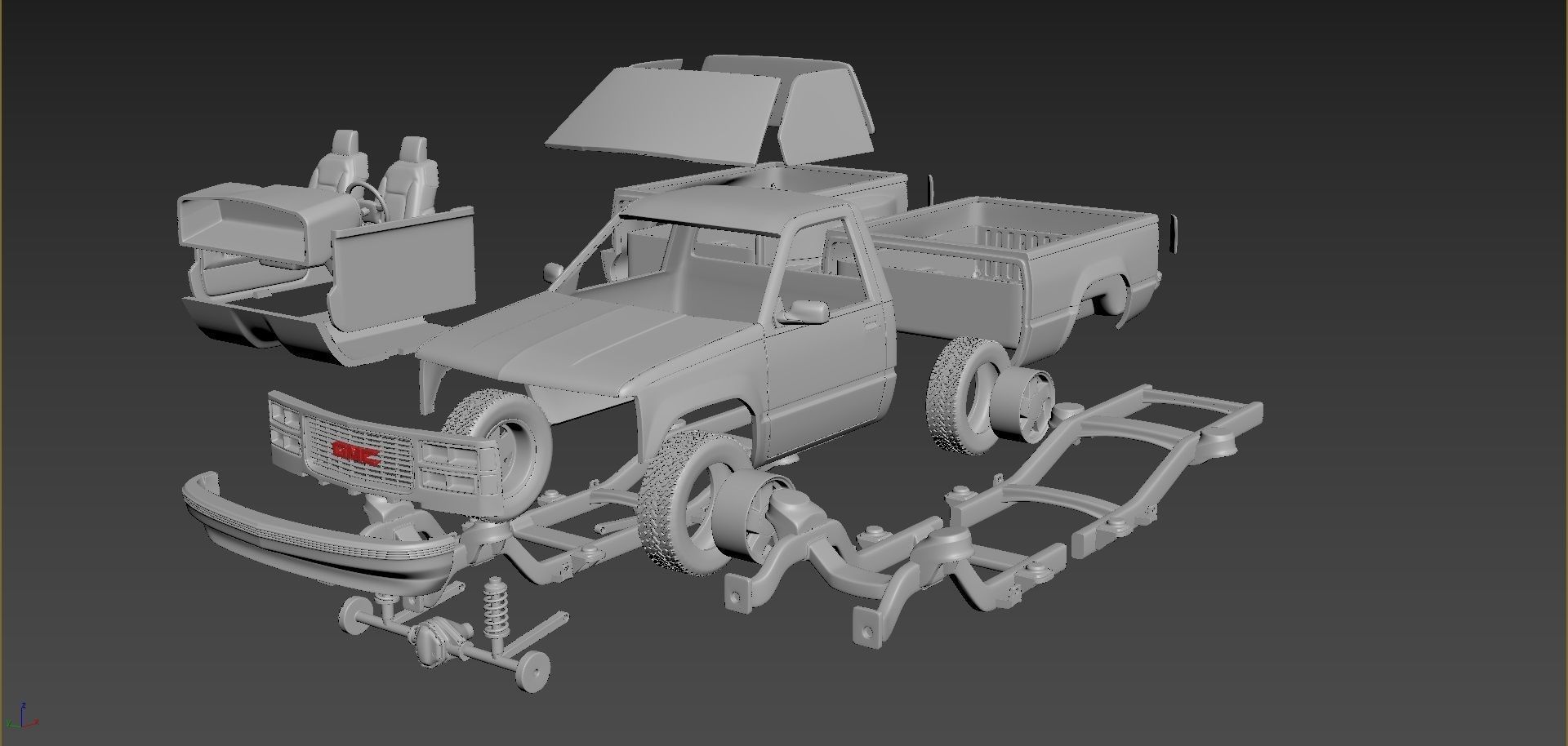 GMC Sierra 1997 Regular Cab 3D print model_9