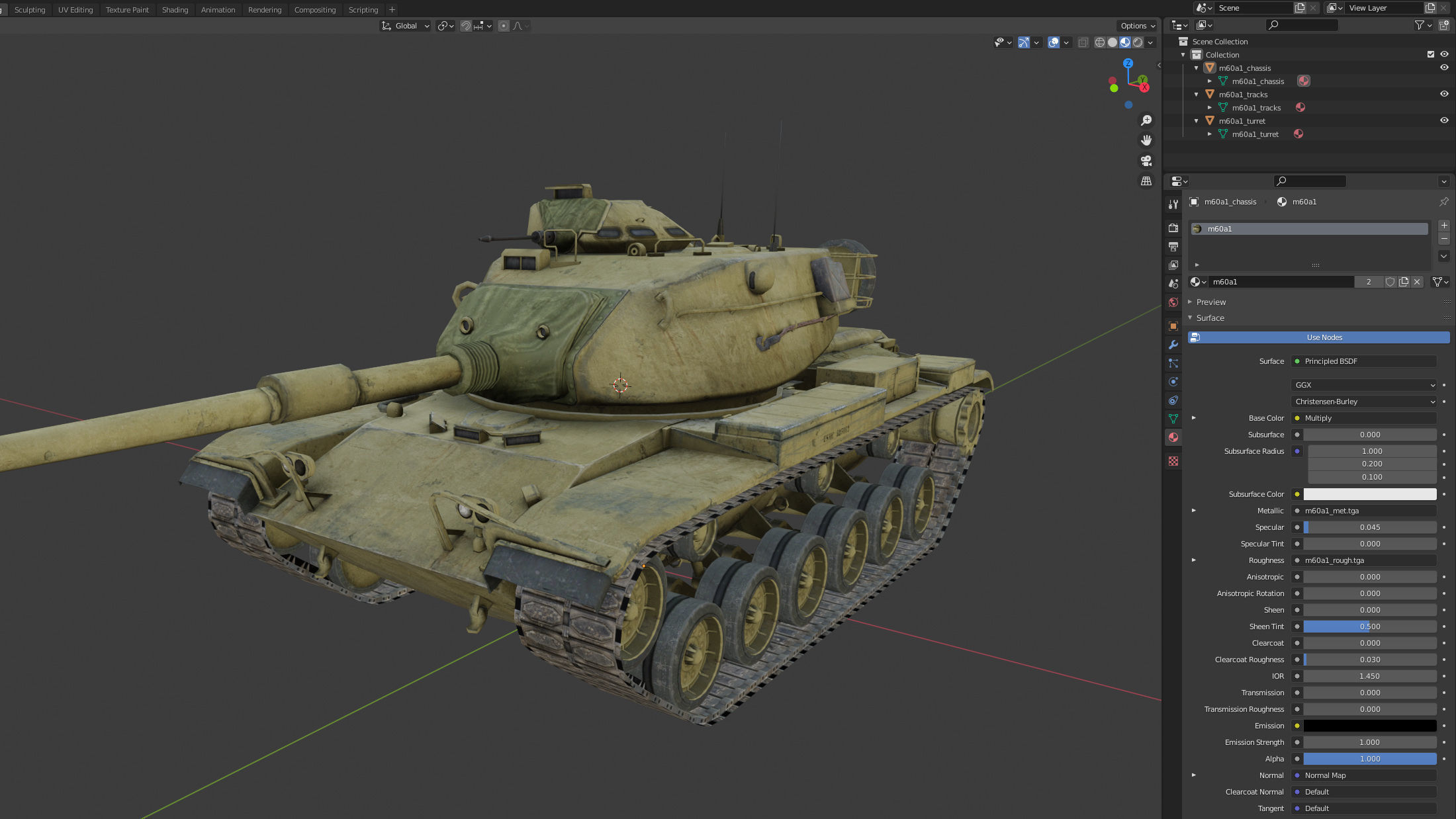 M60A1 Tank Low-Poly Low-poly 3D model_9