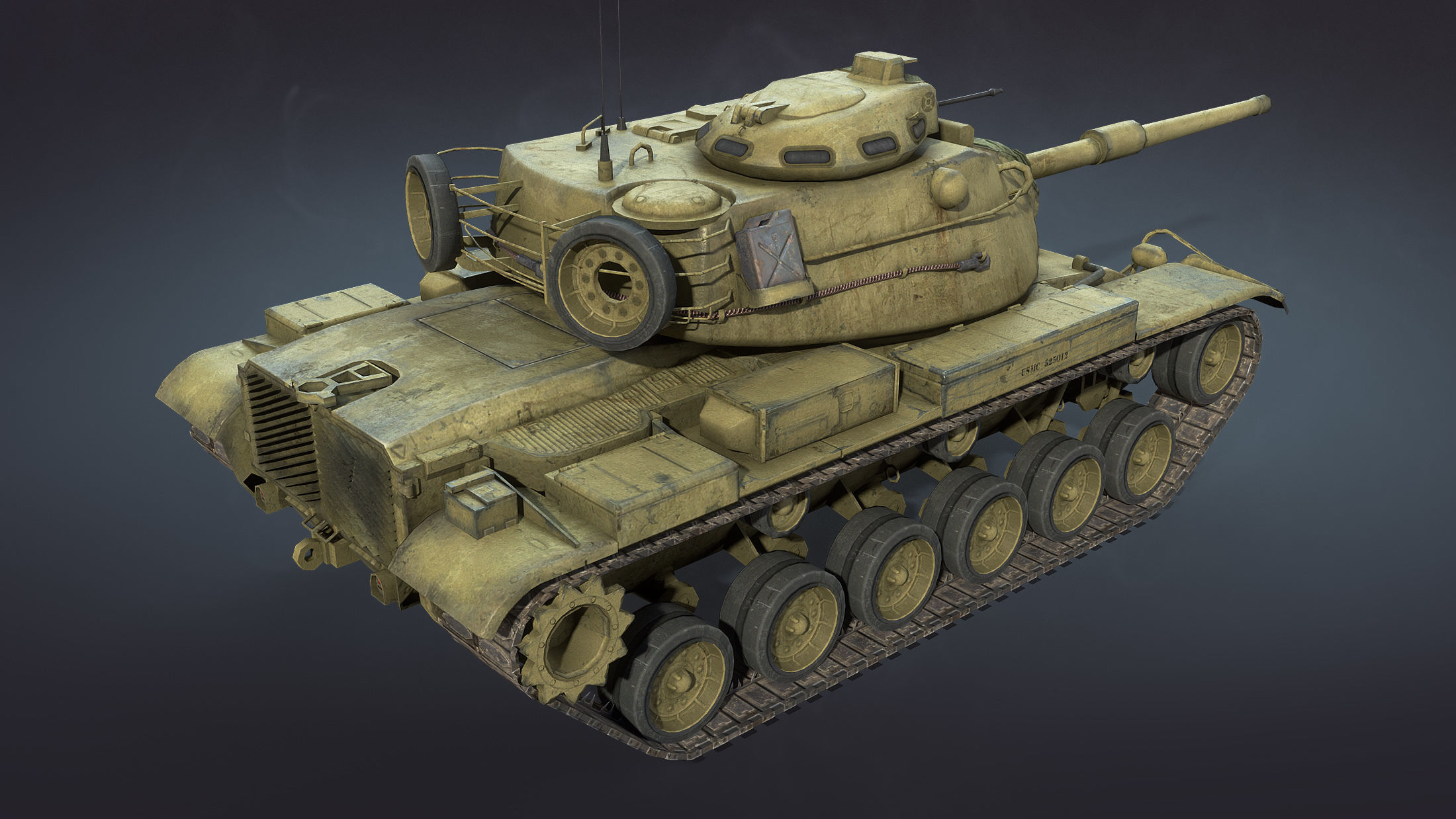 M60A1 Tank Low-Poly Low-poly 3D model_3