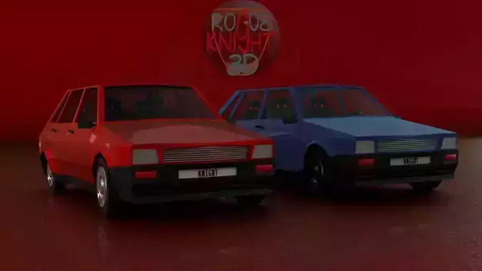 Cars Low-poly 3D model two