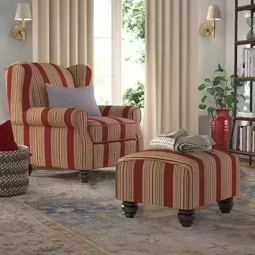 Brougham Wingback Chair and Ottoman - 2 Colour 3D model