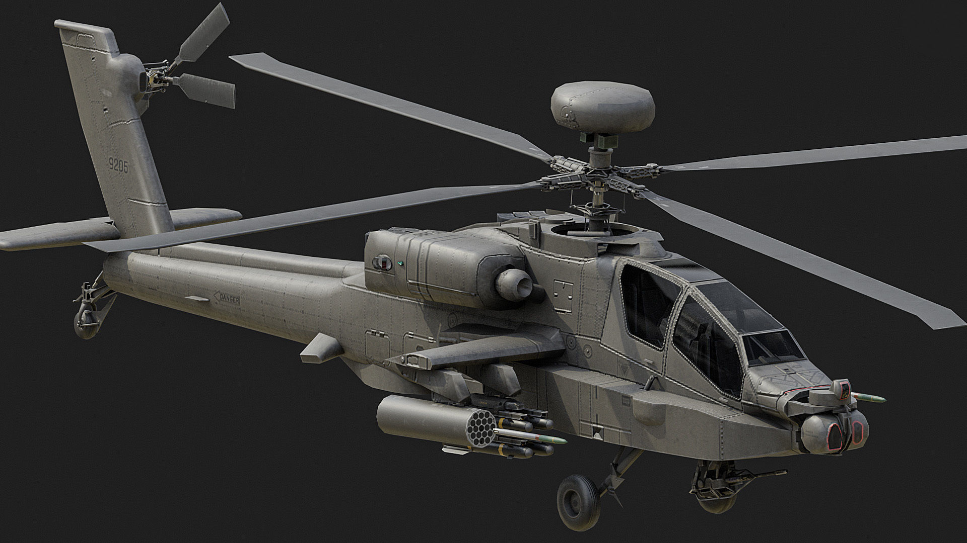 Apache AH64D LOW Low-poly 3D model_1