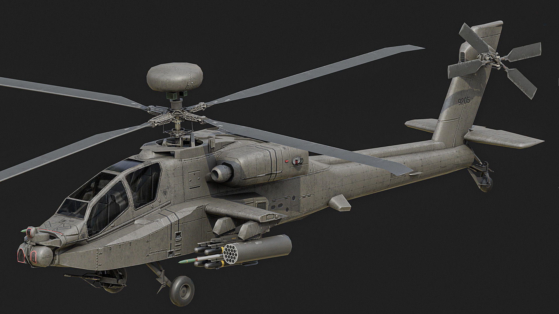 Apache AH64D LOW Low-poly 3D model_2
