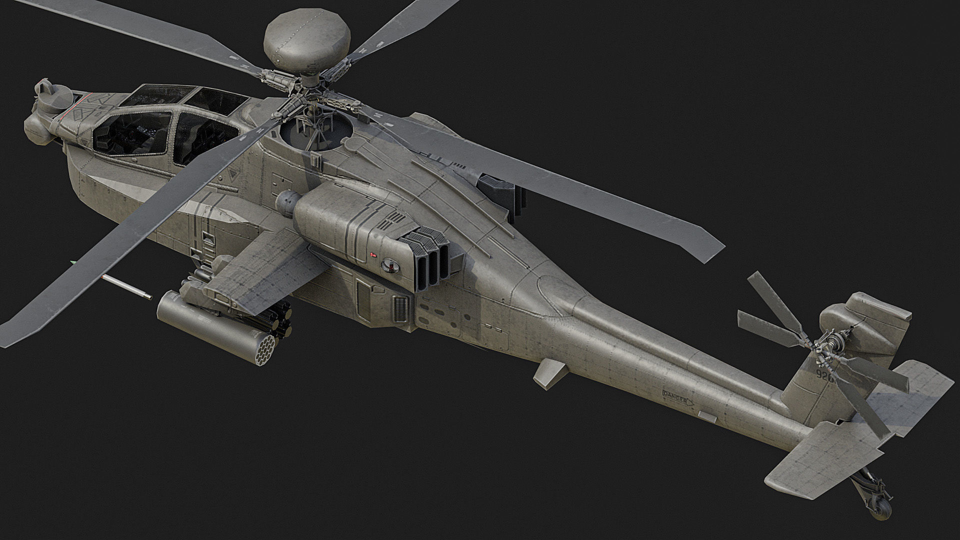 Apache AH64D LOW Low-poly 3D model_3