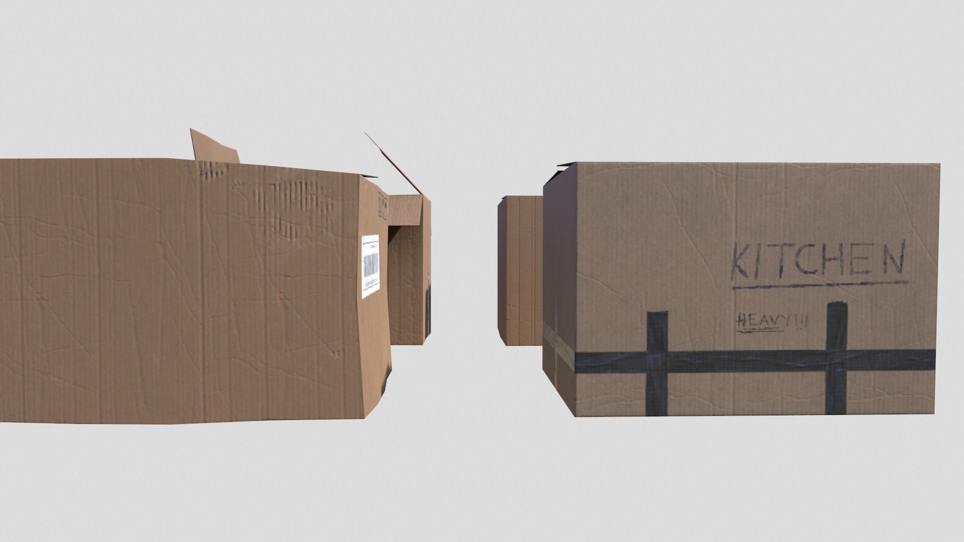 Cardboard Boxes Low-poly 3D model_3