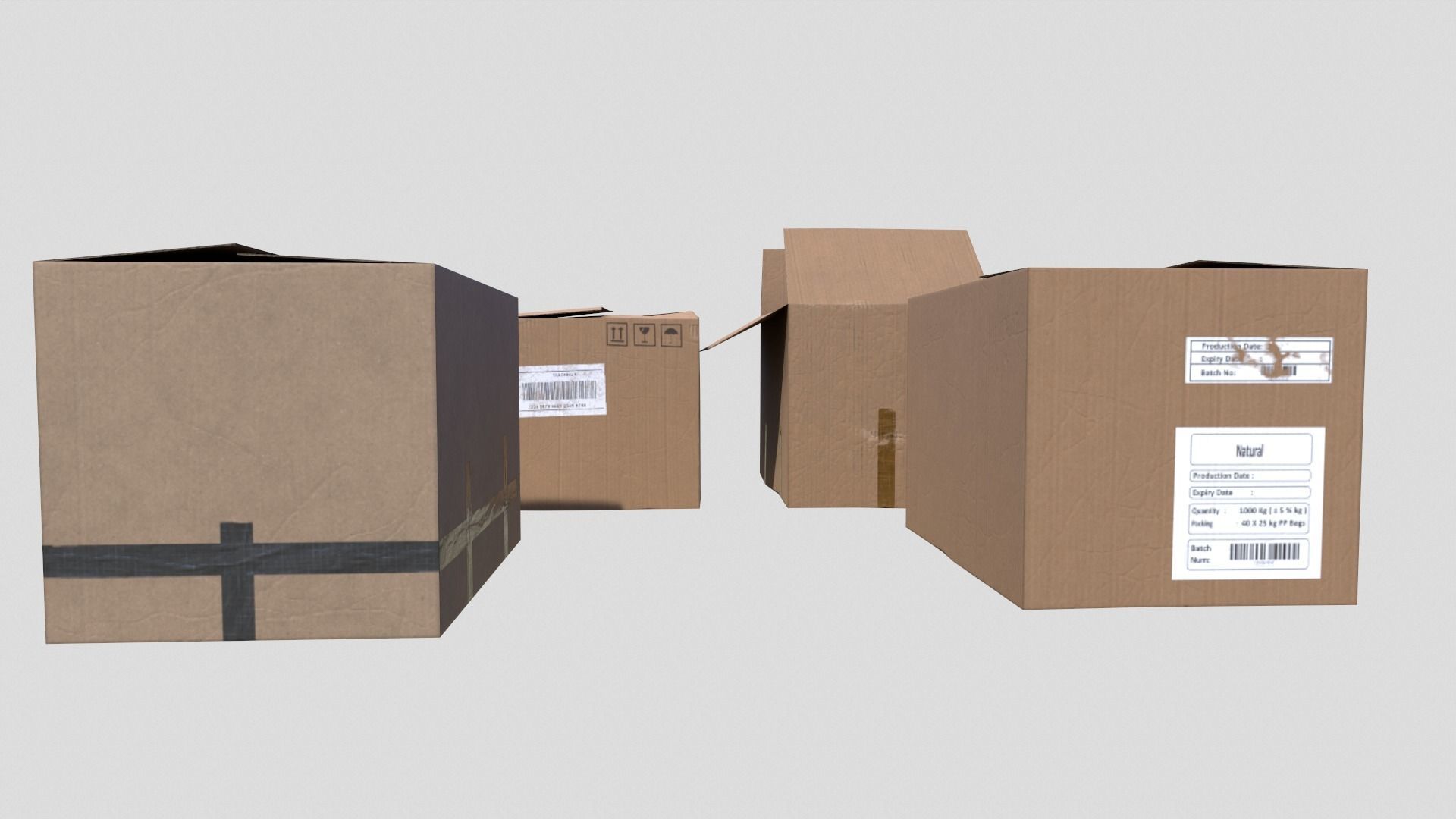 Cardboard Boxes Low-poly 3D model_4