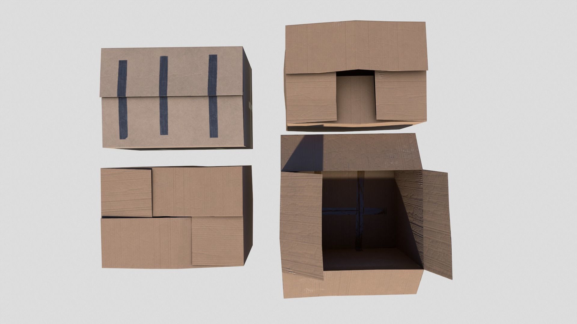 Cardboard Boxes Low-poly 3D model_5