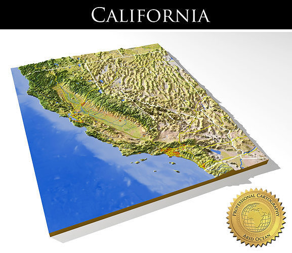 California High resolution 3D relief maps 3D model