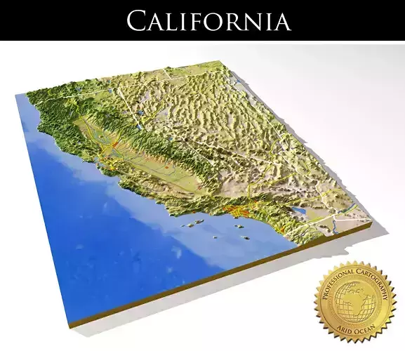 California High resolution 3D relief maps 3D model