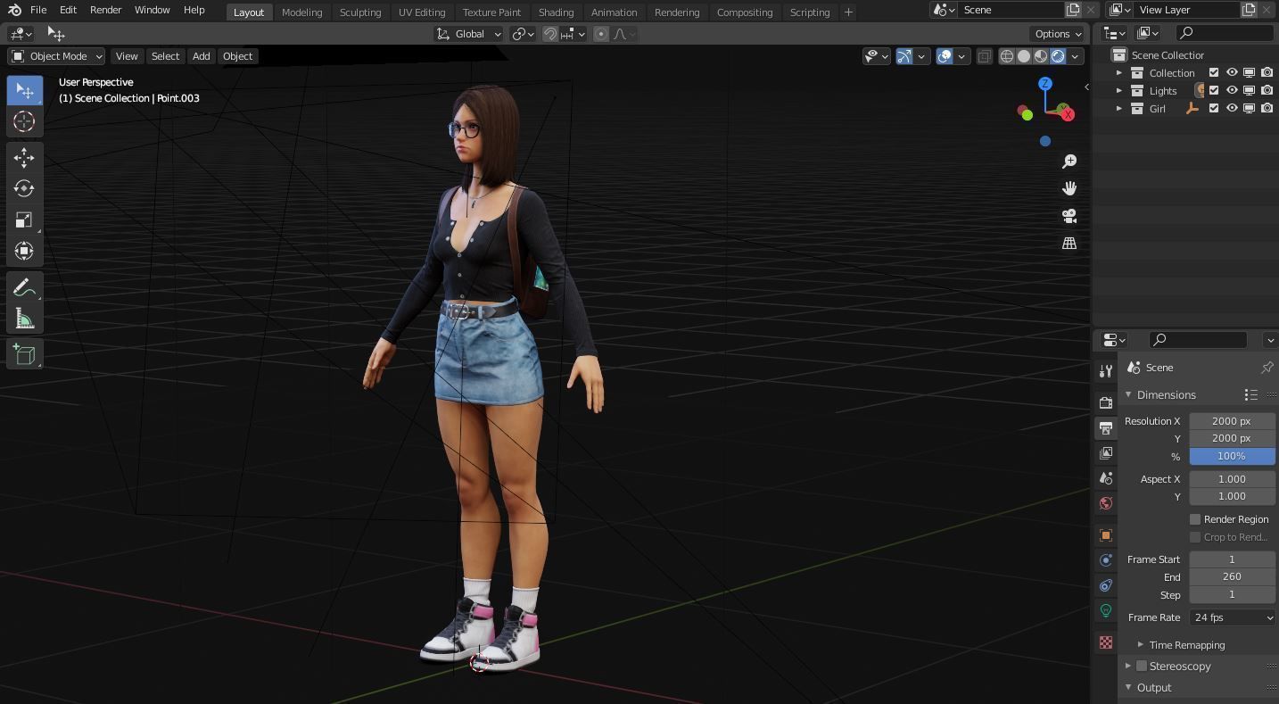 Teenage girl 3D model_50