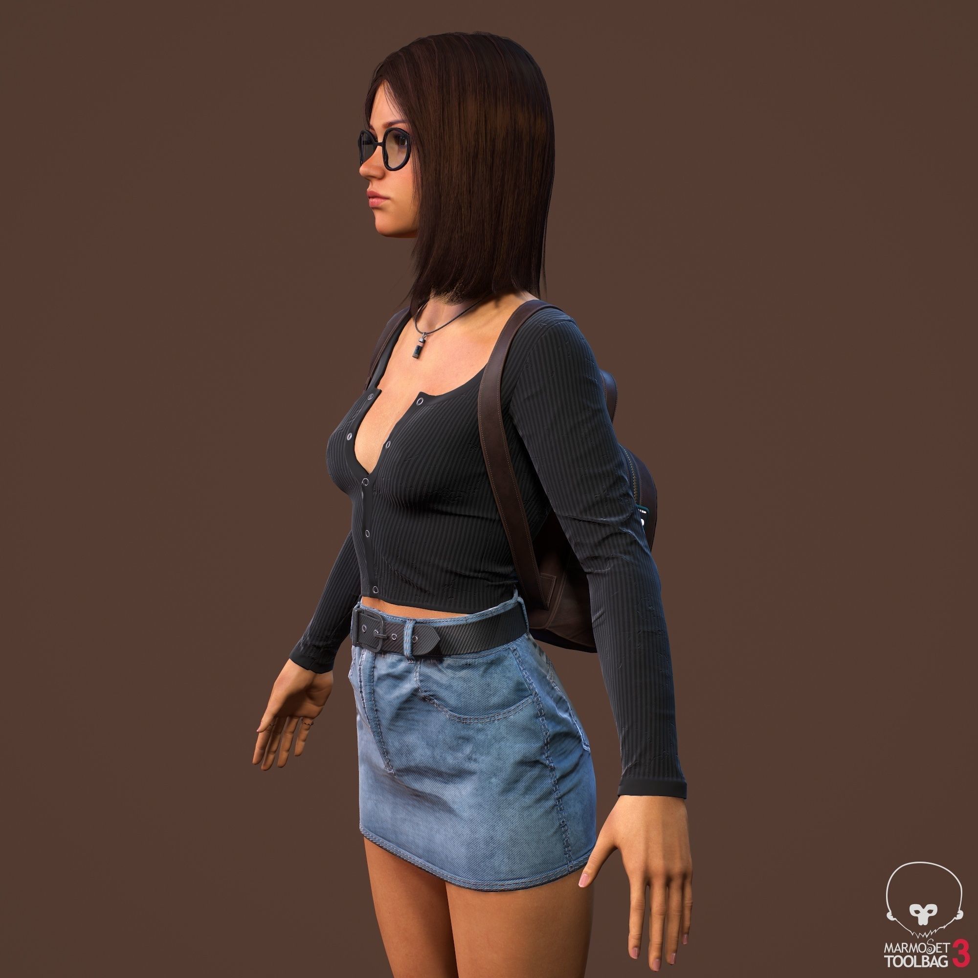 Teenage girl 3D model_12