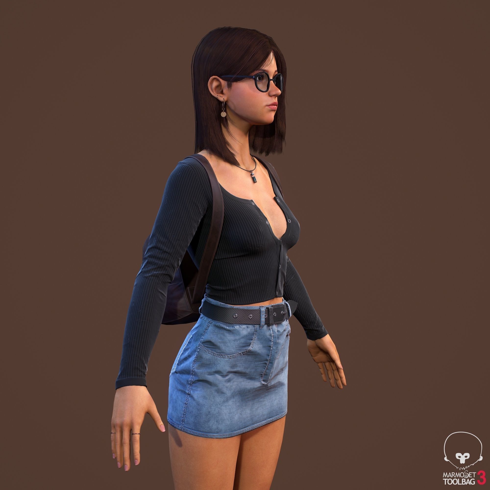 Teenage girl 3D model_16