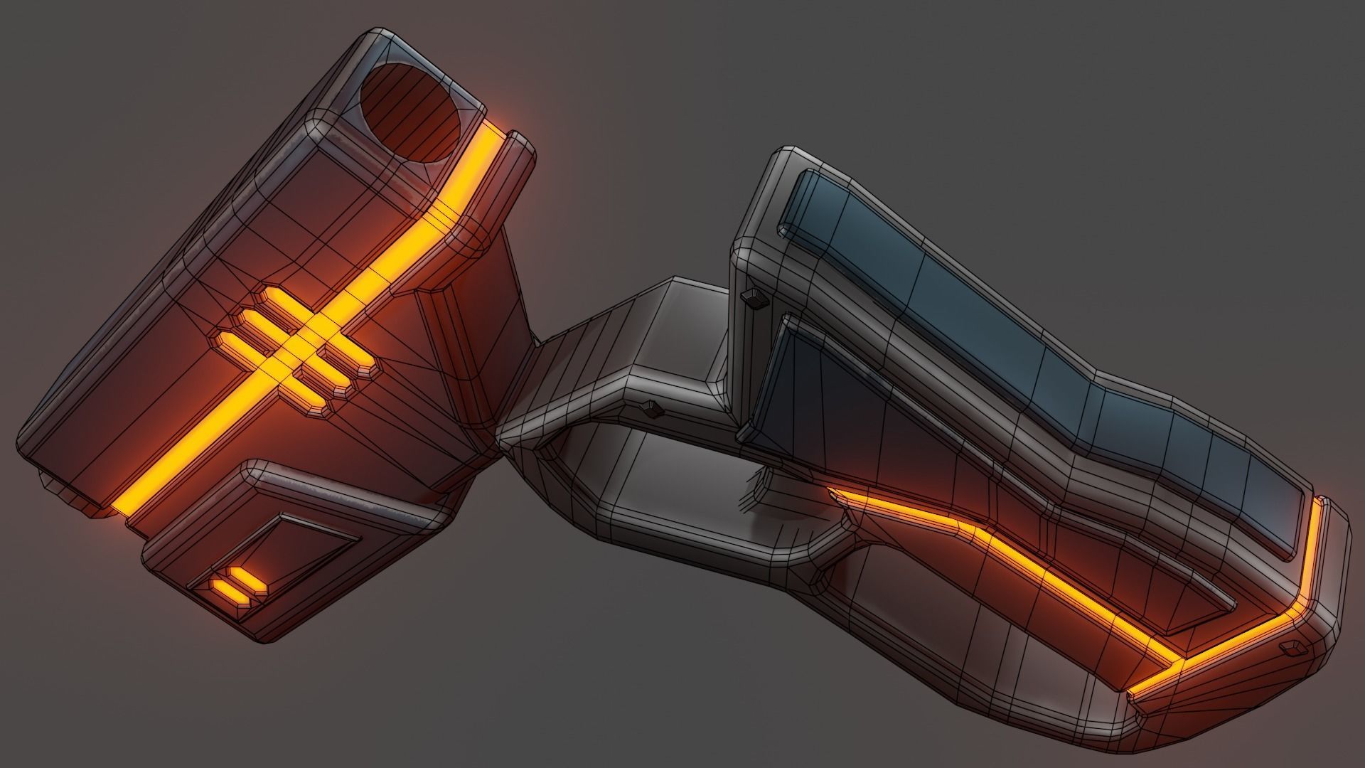 SCI-FI Sawed-off shotgun Low-poly 3D model_11