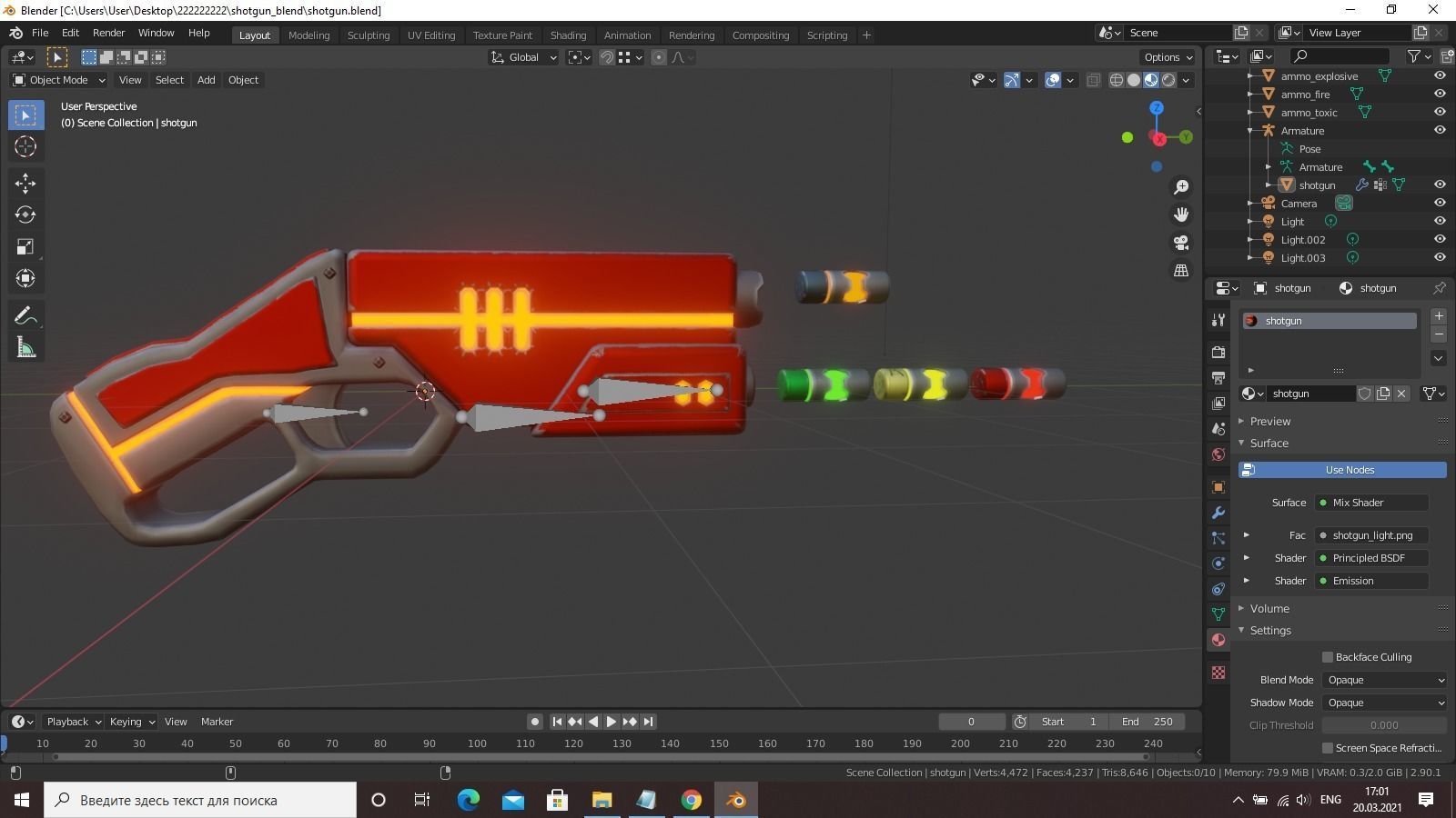 SCI-FI Sawed-off shotgun Low-poly 3D model_17