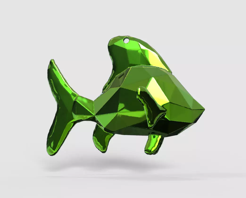Sea Fish - Nautical Charm 3D Model - Faceted Printing Pendant 3D print model_0