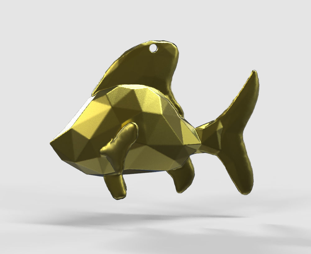 Sea Fish - Nautical Charm 3D Model - Faceted Printing Pendant 3D print model_3