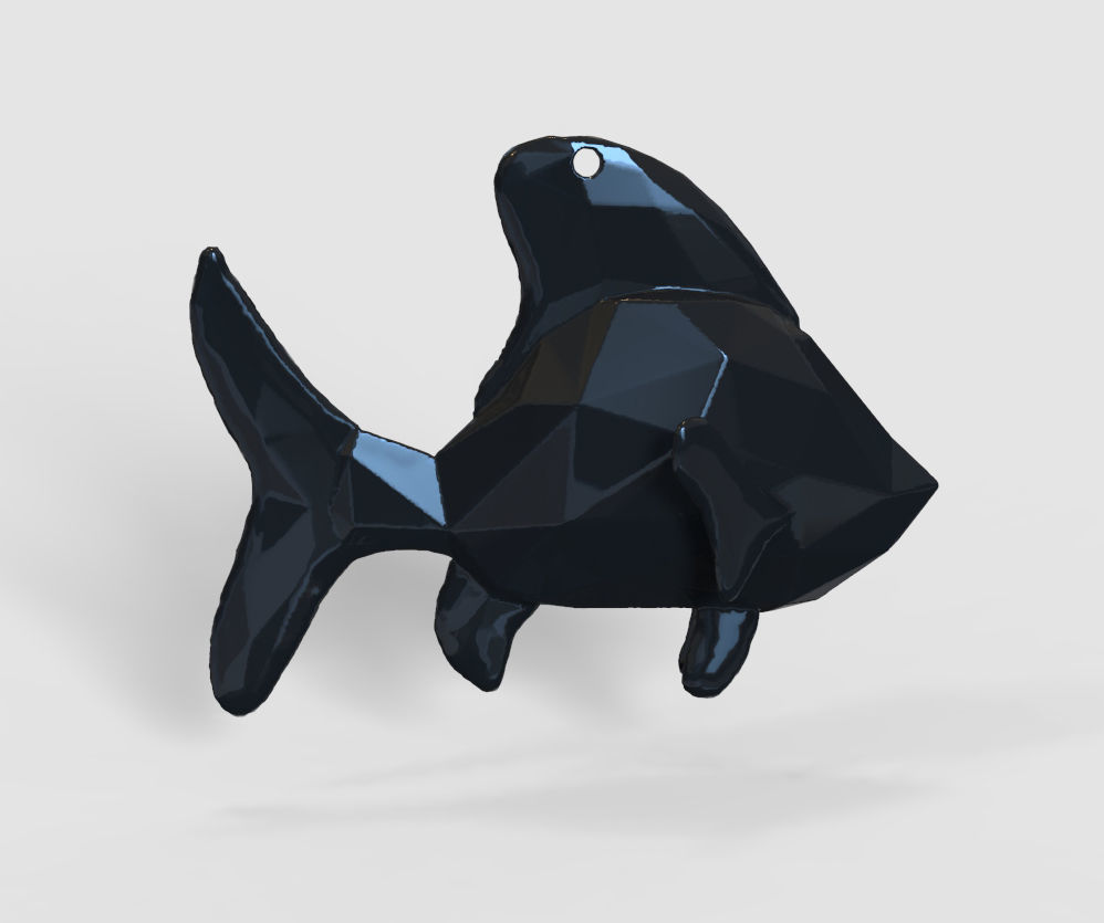 Sea Fish - Nautical Charm 3D Model - Faceted Printing Pendant 3D print model_2