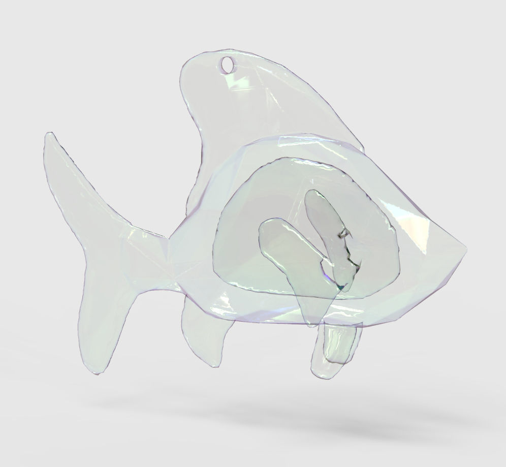 Sea Fish - Nautical Charm 3D Model - Faceted Printing Pendant 3D print model_5