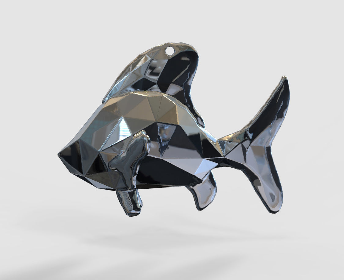 Sea Fish - Nautical Charm 3D Model - Faceted Printing Pendant 3D print model_1