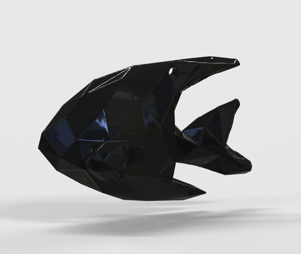 Angelfish - Ocean Charm 3D Model - Origami Printing Pendant 3D print model_3
