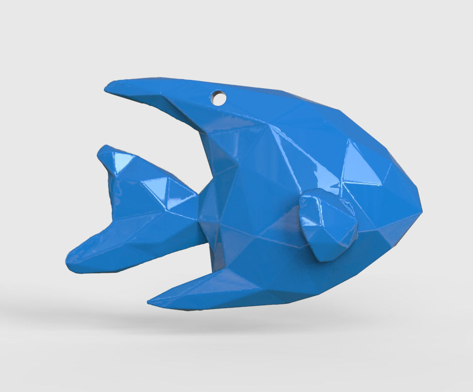Angelfish - Ocean Charm 3D Model - Origami Printing Pendant 3D print model_2