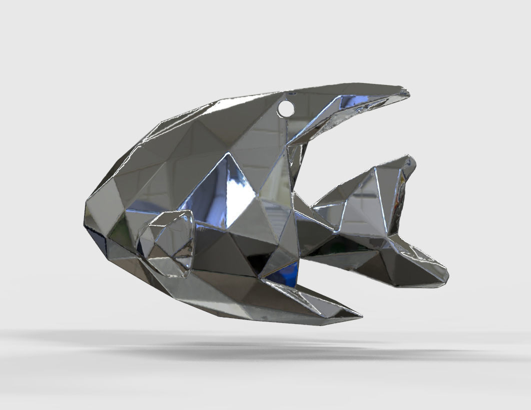 Angelfish - Ocean Charm 3D Model - Origami Printing Pendant 3D print model_1