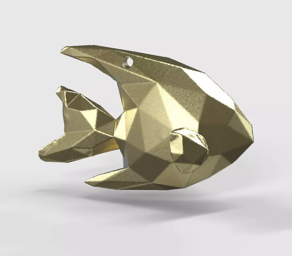 Angelfish - Ocean Charm 3D Model - Origami Printing Pendant 3D print model_0