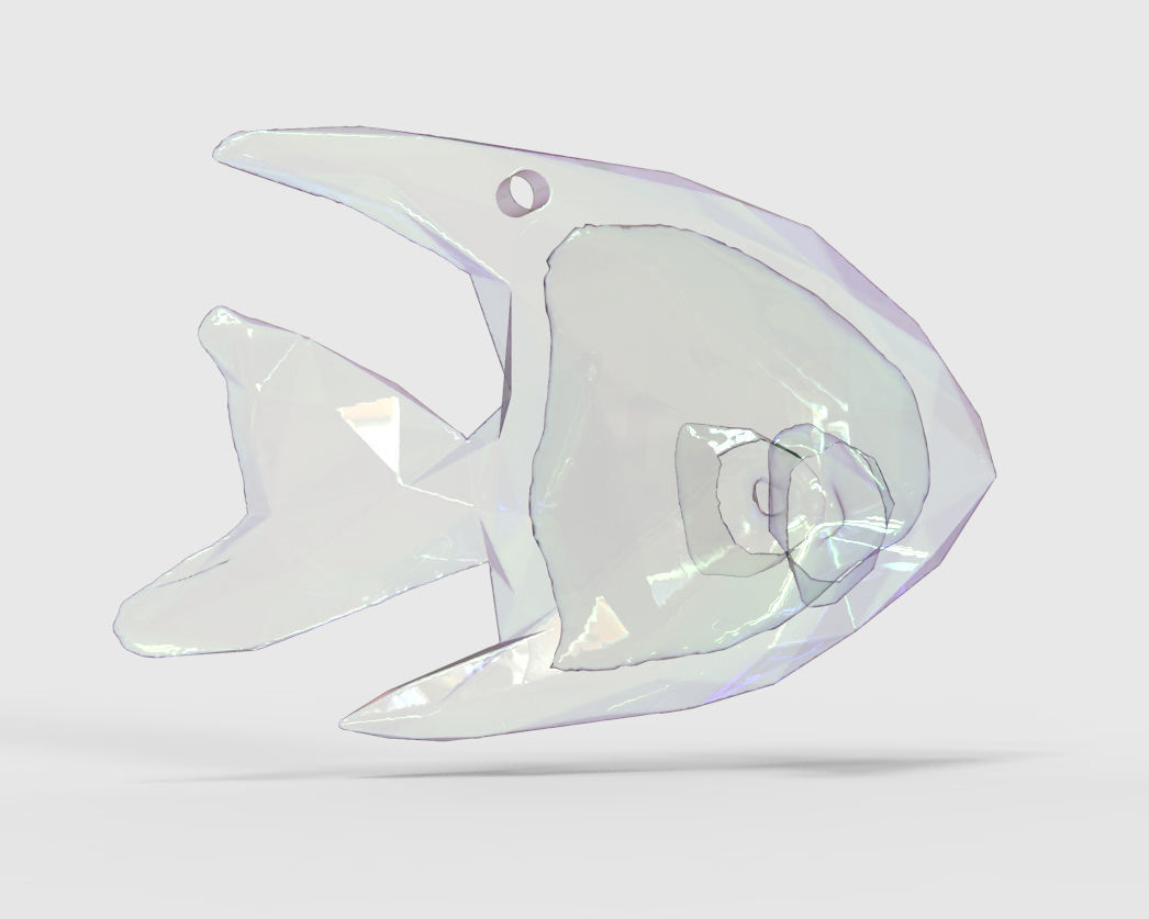 Angelfish - Ocean Charm 3D Model - Origami Printing Pendant 3D print model_5