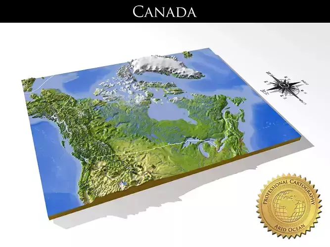 Canada High resolution 3D relief maps