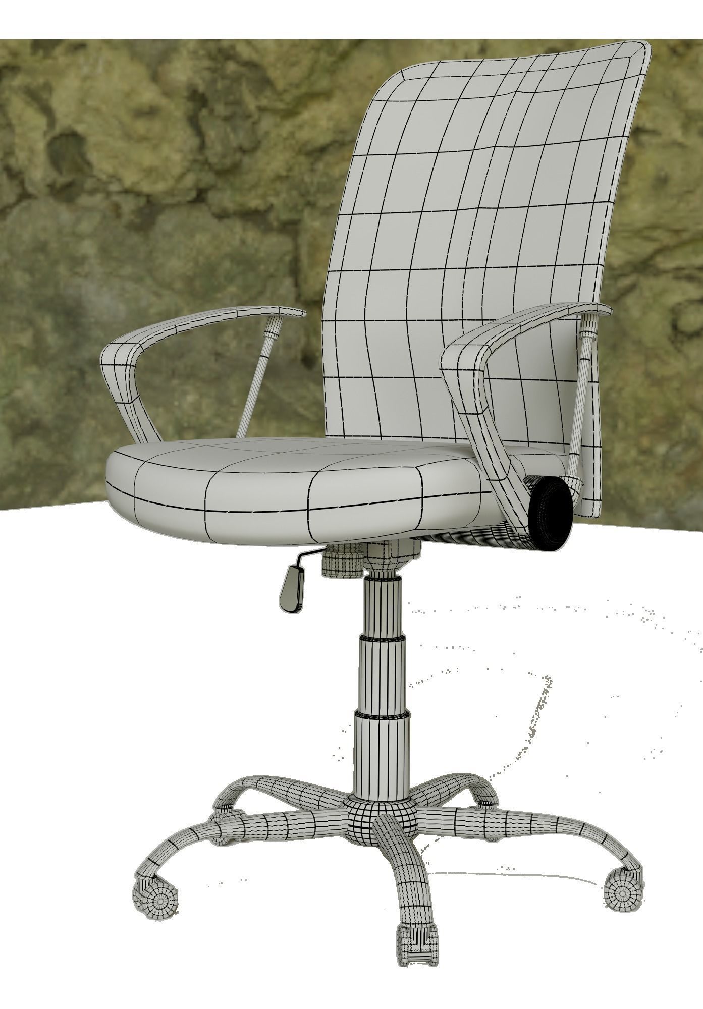 Silla de Oficina Operativa SO 004 Ergonomica Low-poly 3D model_2