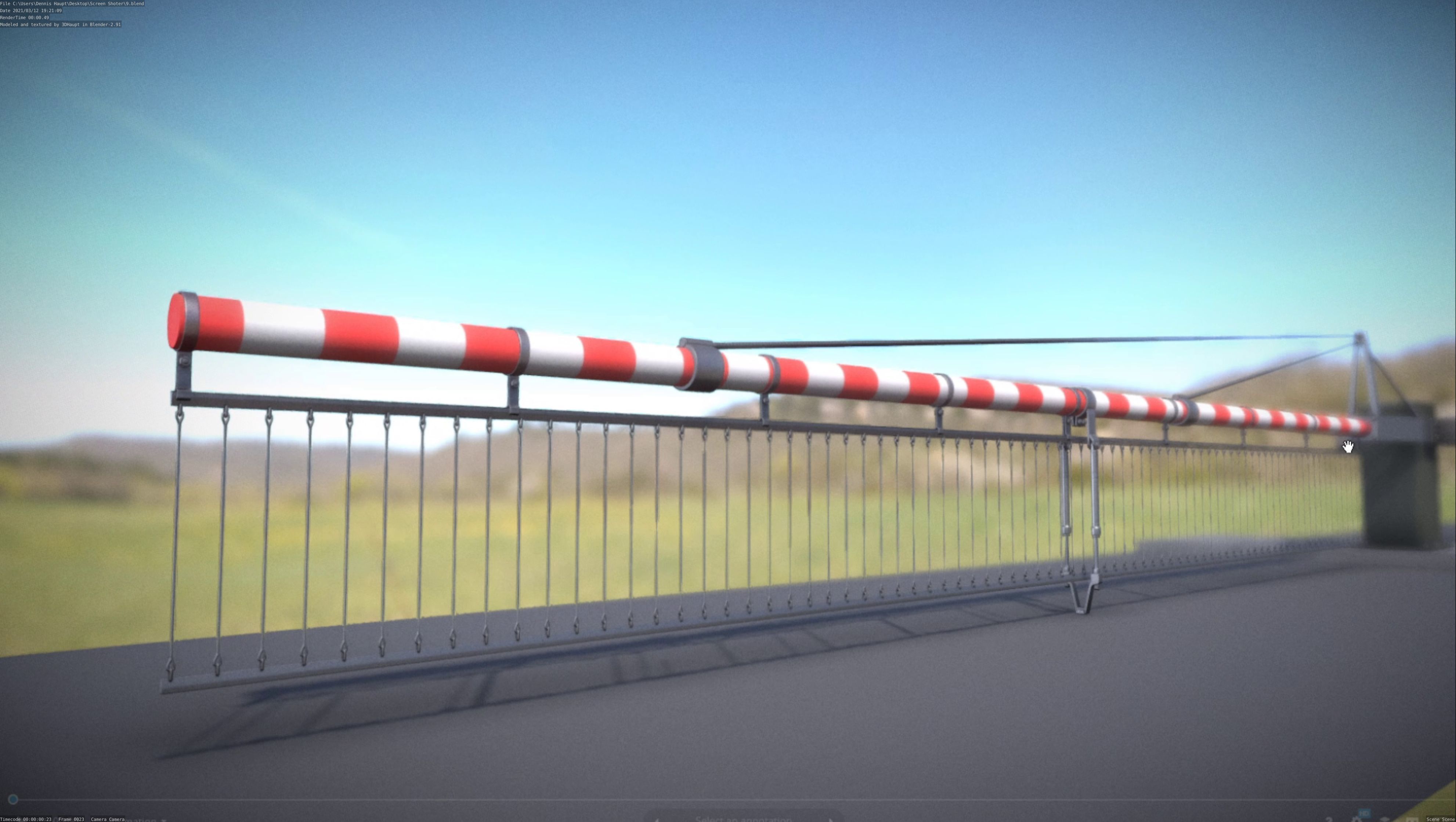 Railroad Barrier 8m with Protective Grid High and Low-Poly 3D Model Collection_55