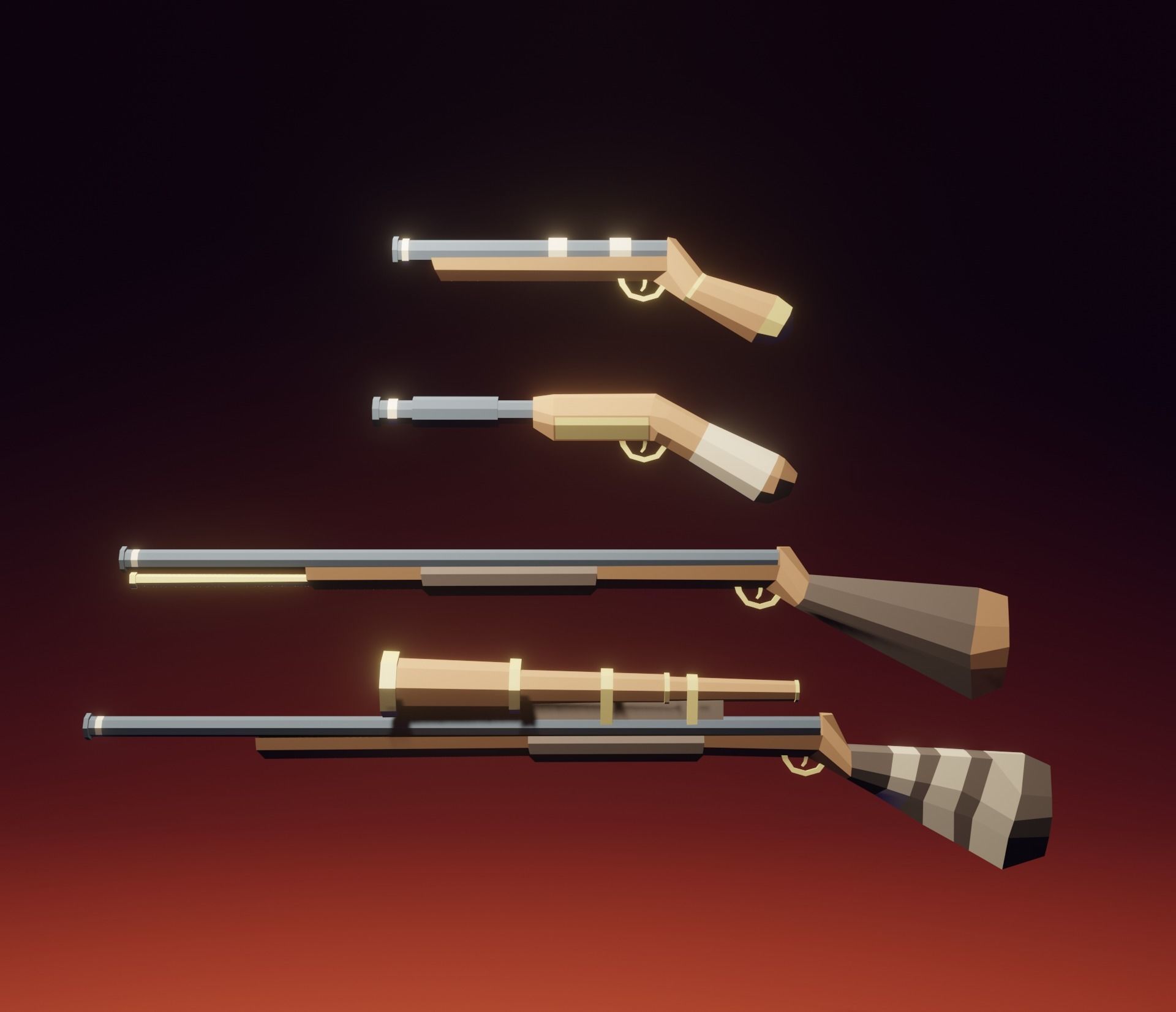 pirate weapon pack Low-poly 3D model_1