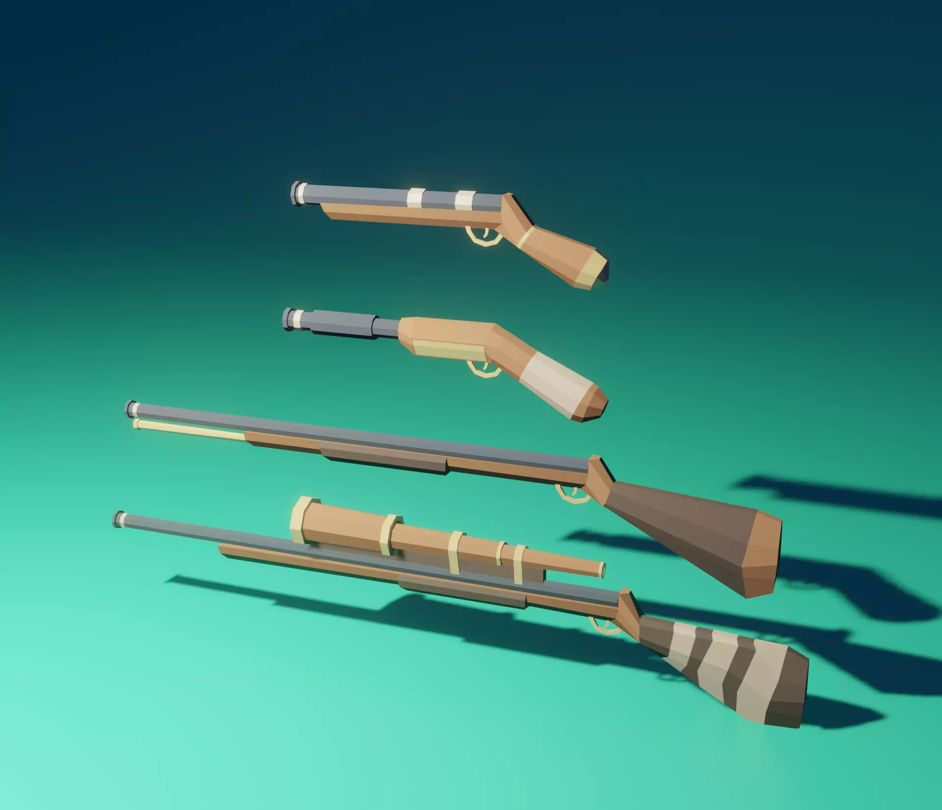 pirate weapon pack Low-poly 3D model_0