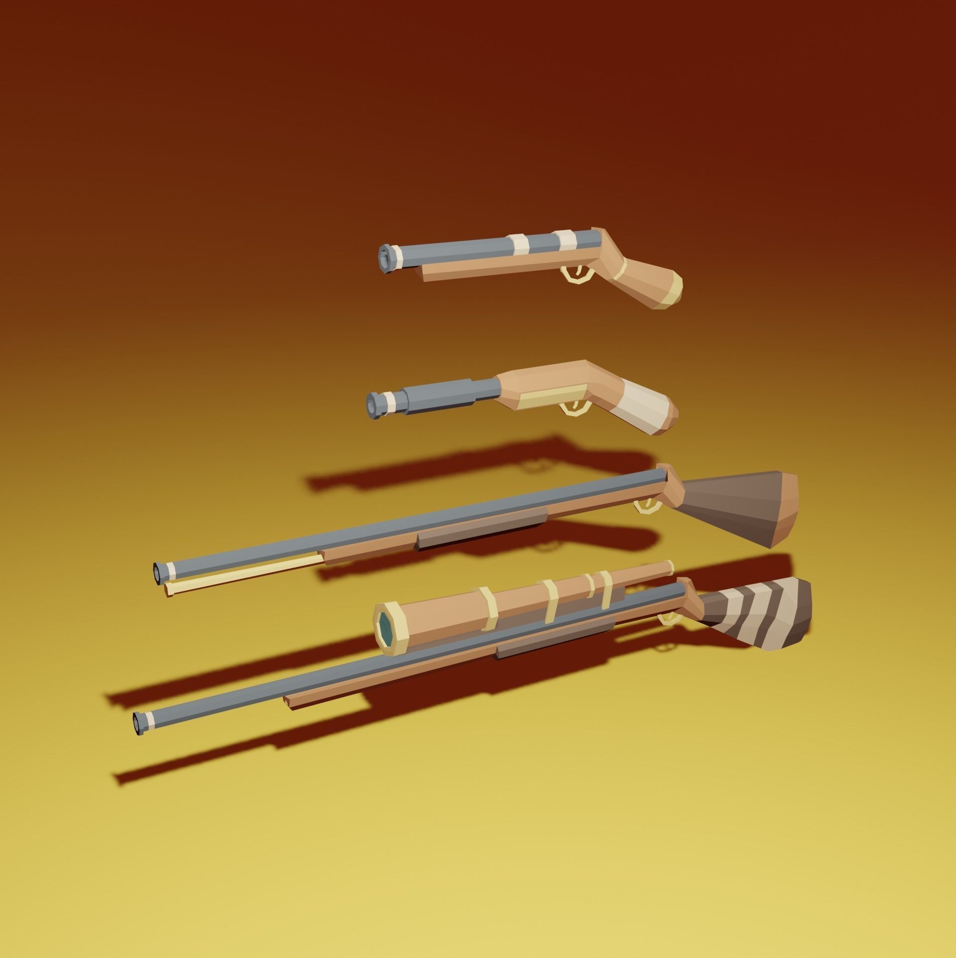 pirate weapon pack Low-poly 3D model_2