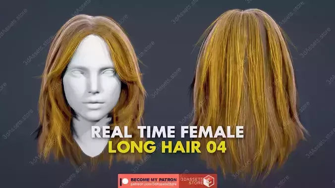 Character - Real Time Female Long Hair 04 Low-poly 3D model