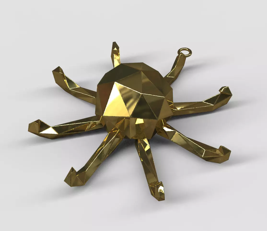 Octopus - Nautical Charm 3D Model - Faceted Printing Pendant 3D print model
