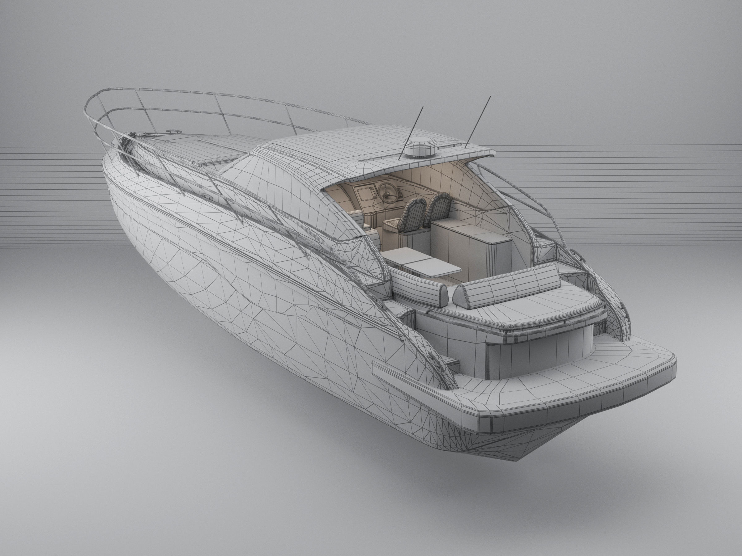 Luxury Yacht  Low-poly 3D model_4