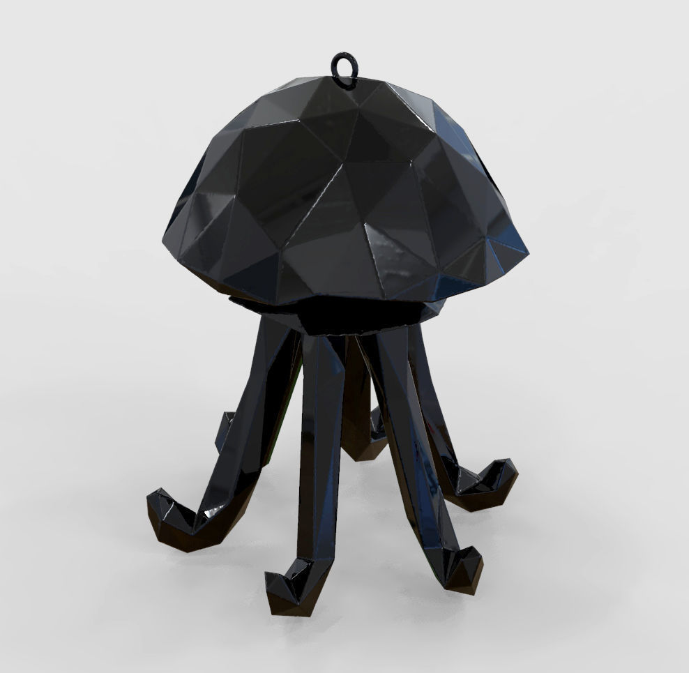 Jellyfish - Nautical Charm 3D Model - Faceted Printing Pendant 3D print model_3
