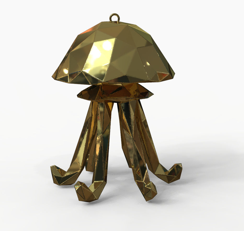 Jellyfish - Nautical Charm 3D Model - Faceted Printing Pendant 3D print model_2
