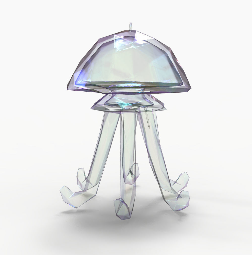 Jellyfish - Nautical Charm 3D Model - Faceted Printing Pendant 3D print model_5