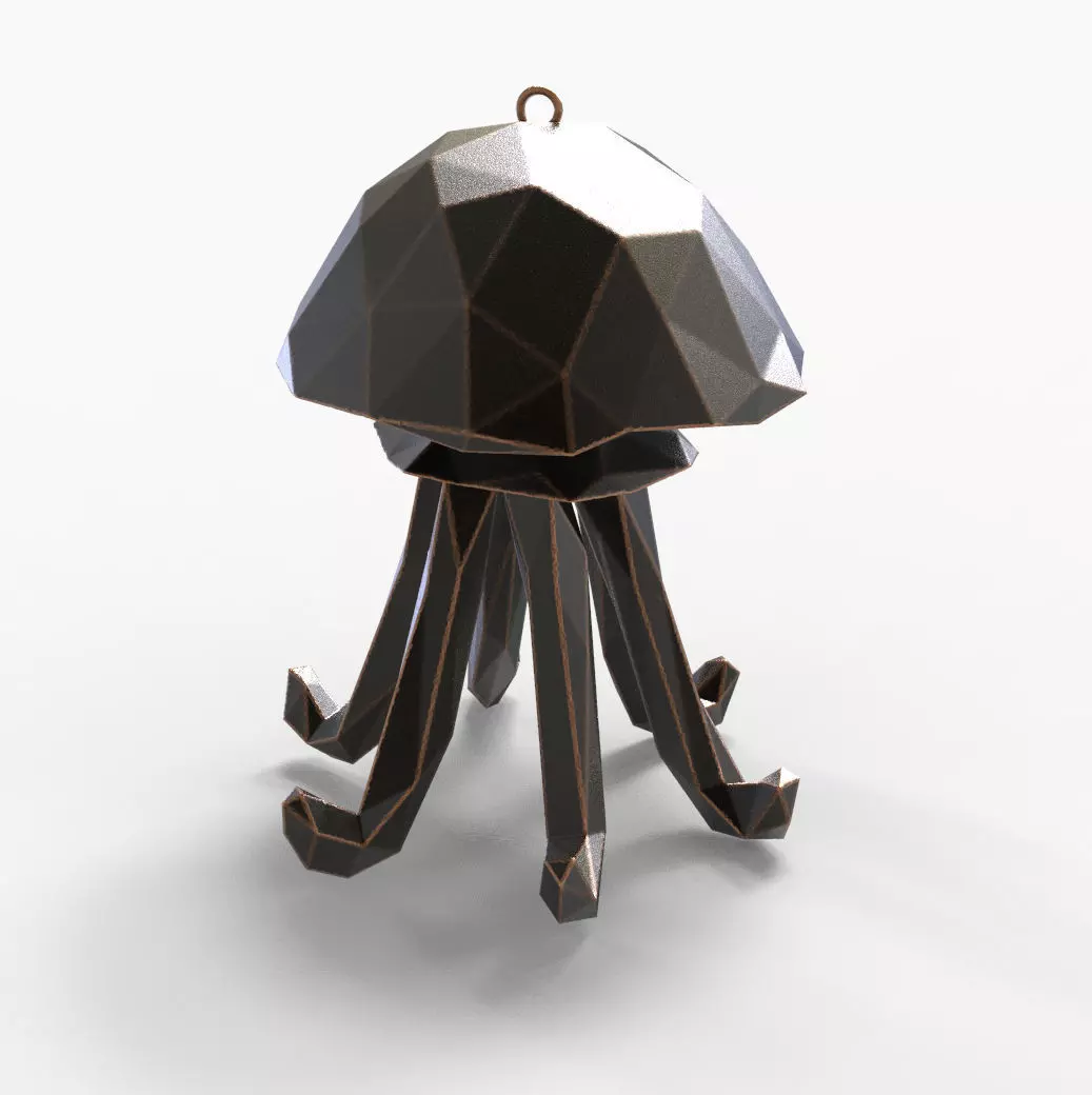 Jellyfish - Nautical Charm 3D Model - Faceted Printing Pendant 3D print model_0