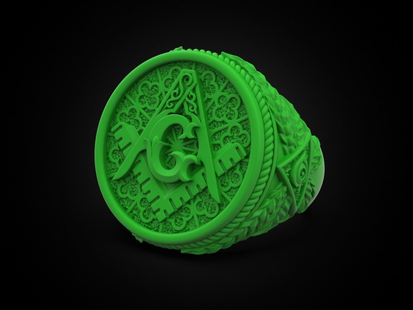 Mason Men ring All seeing eye 3D print model_7