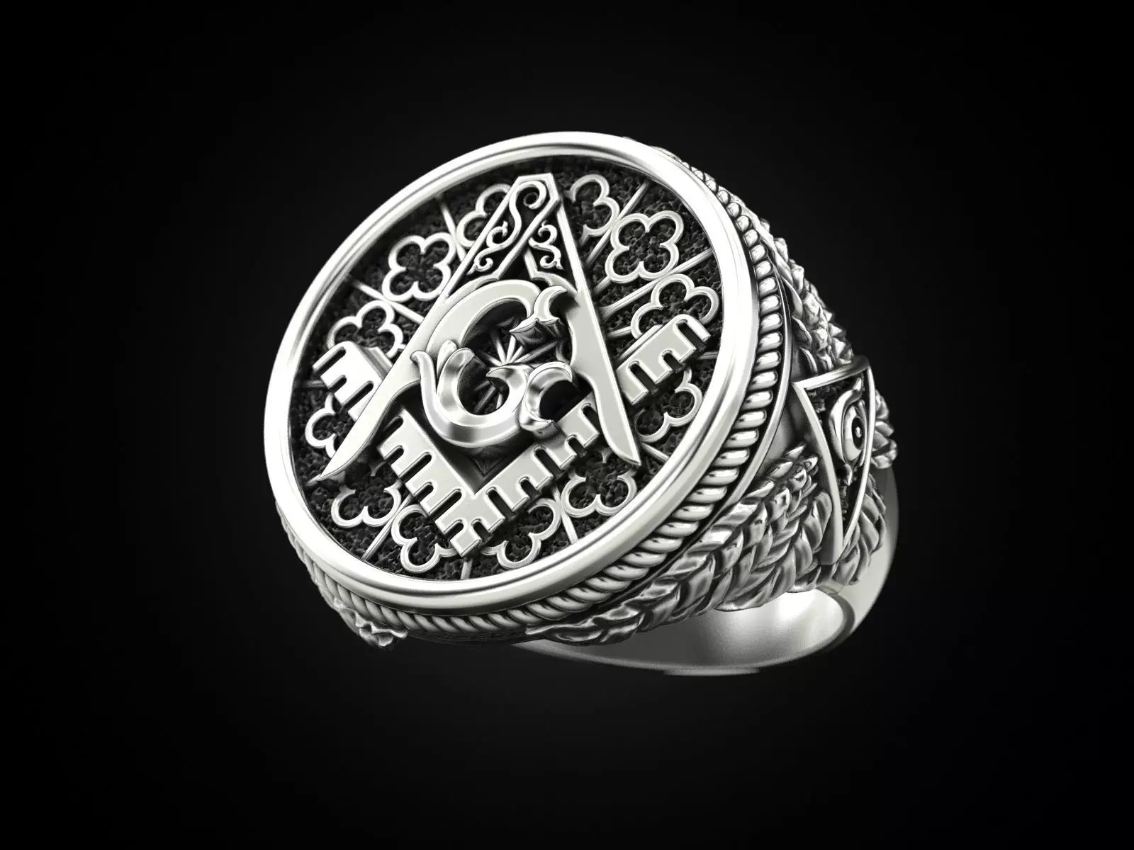 Mason Men ring All seeing eye 3D print model_0