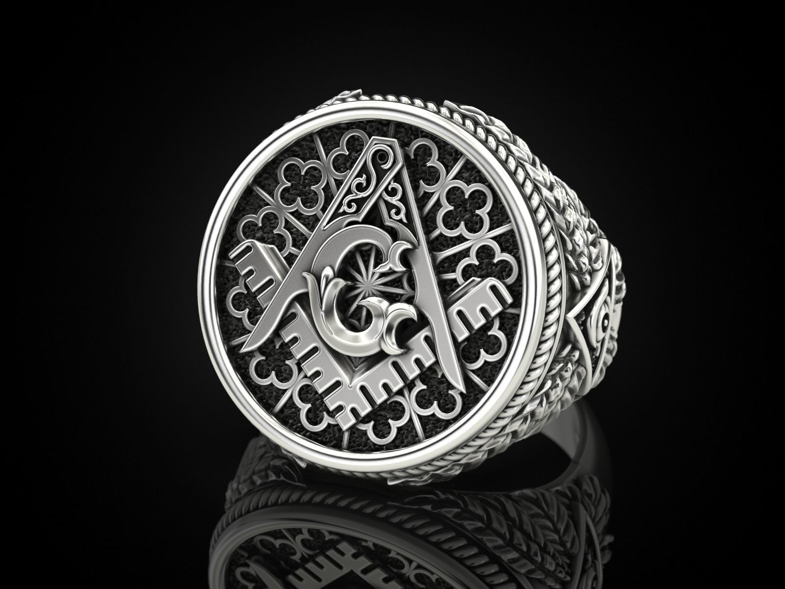 Mason Men ring All seeing eye 3D print model_3
