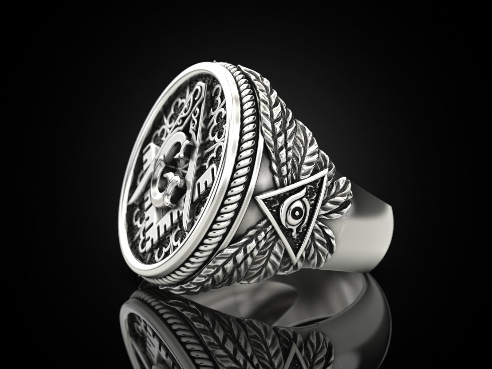 Mason Men ring All seeing eye 3D print model_5