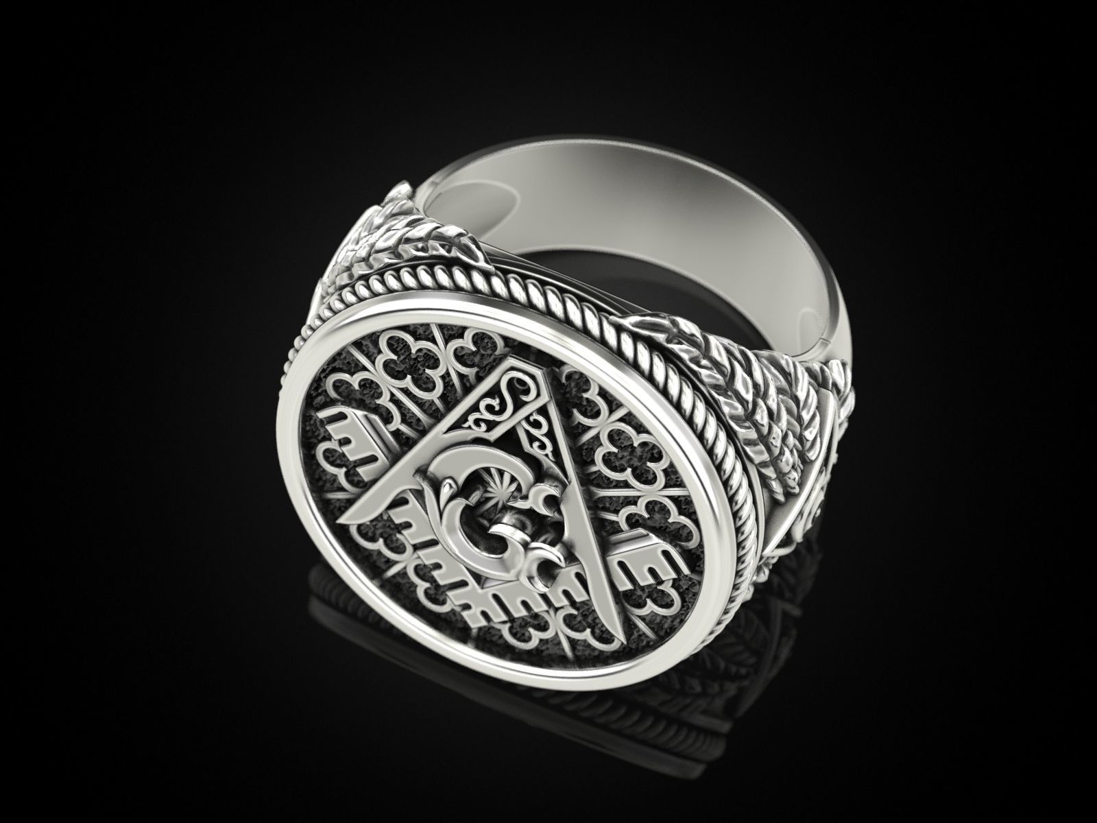 Mason Men ring All seeing eye 3D print model_4