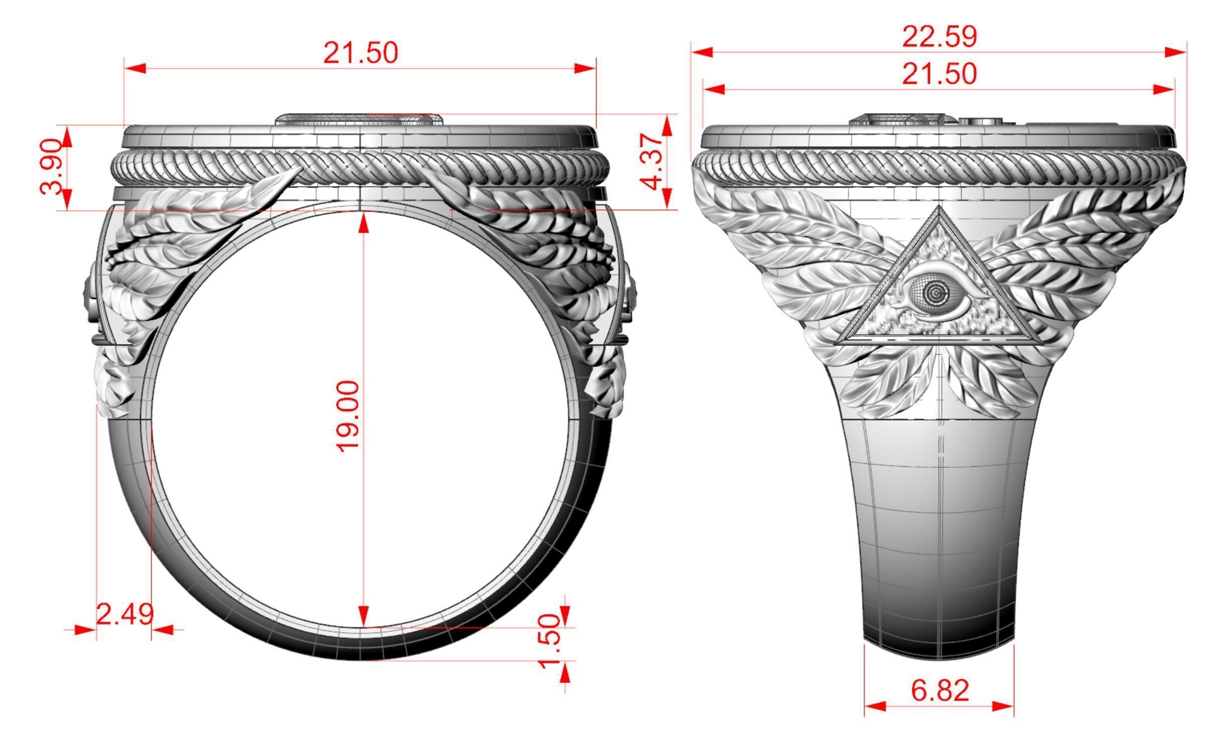 Mason Men ring All seeing eye 3D print model_8