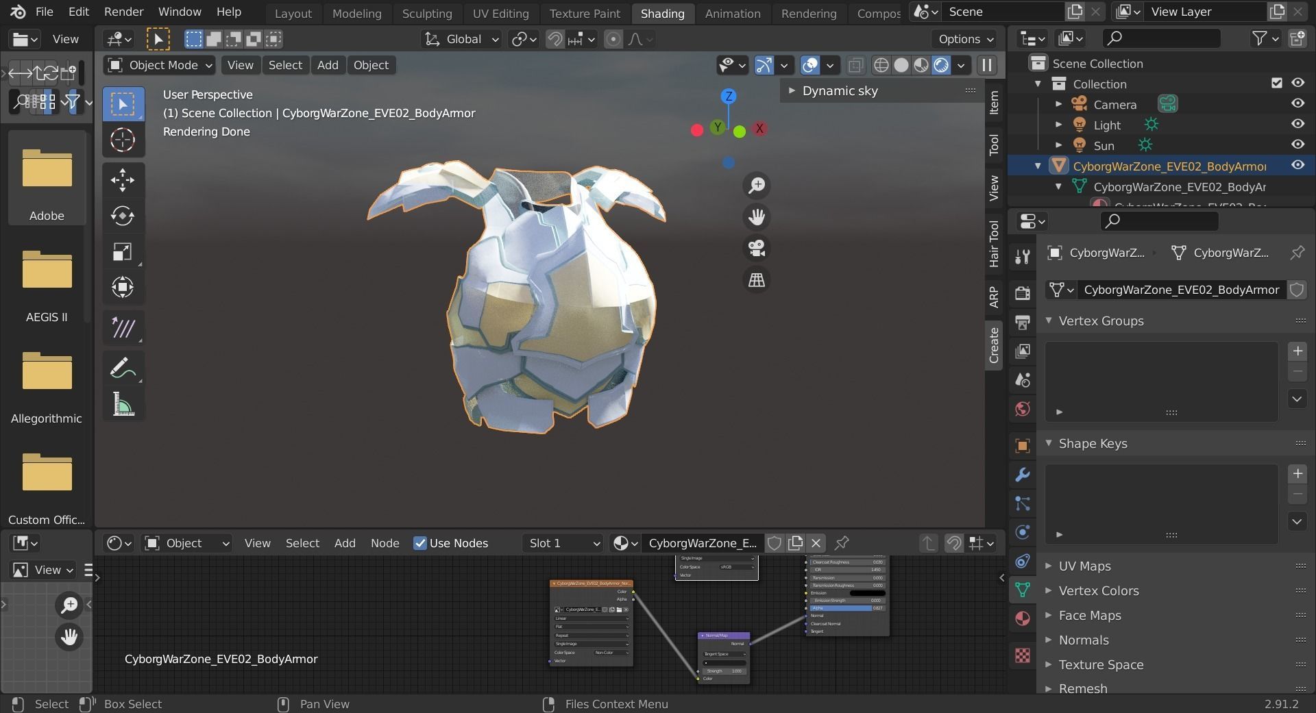 Cyborg Warzone - Eva02- Body Armor Low-poly 3D model_5
