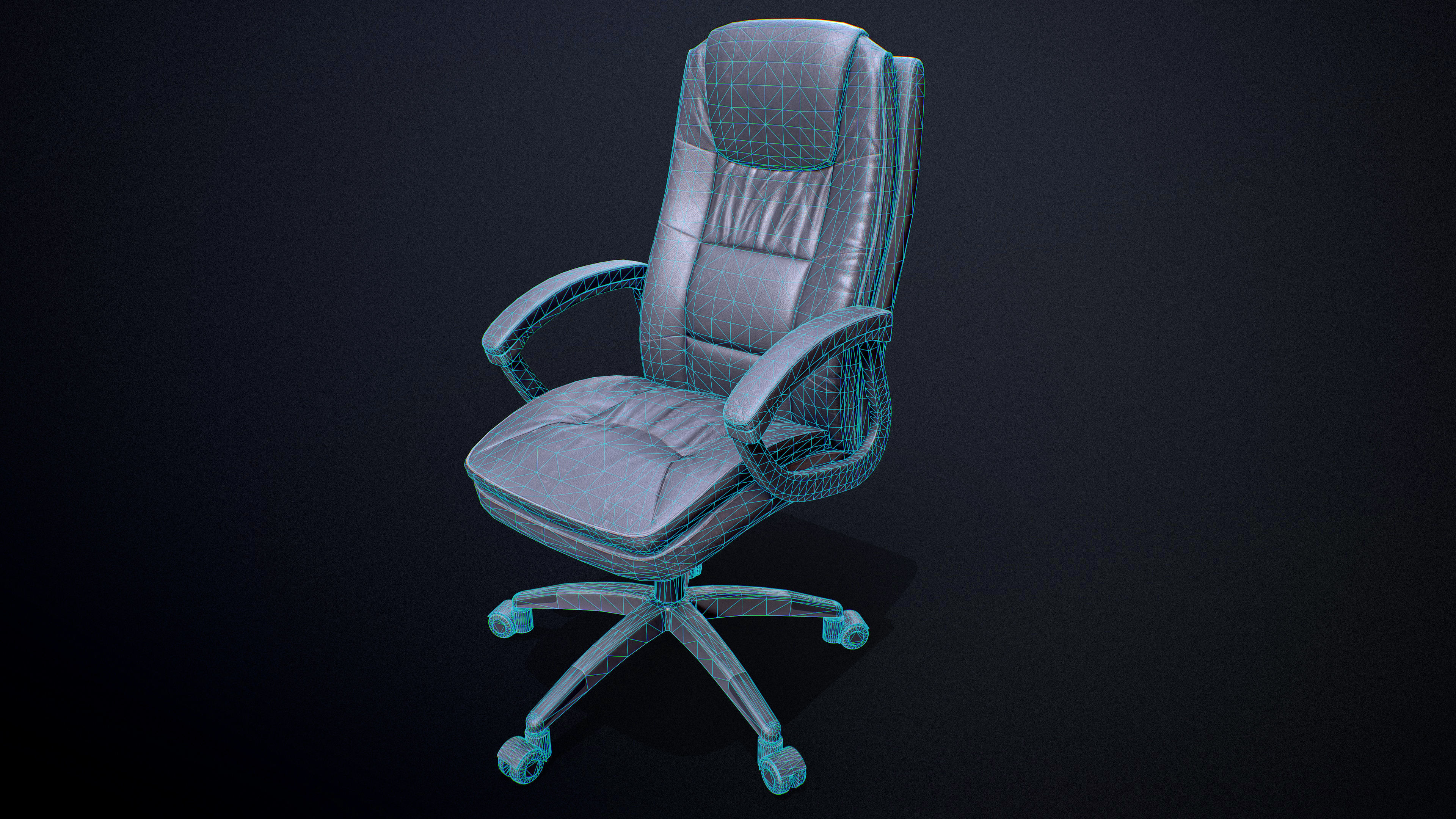 Office Chair Low-poly Game-Ready PBR Low-poly 3D model_8